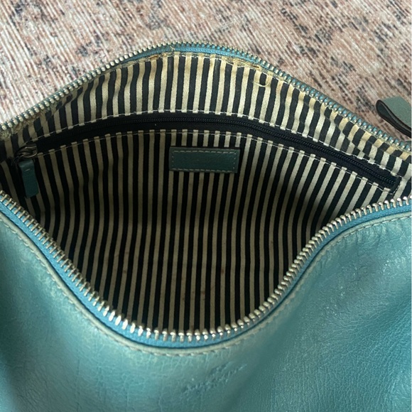 🛑SOLD Kate Spade Vintage 90s Y2K Aqua Leather Barrel Shoulder Bag - Picture 8 of 12